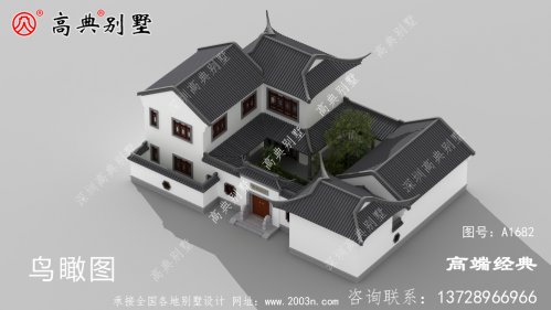 海宁市徽派的农村中式住宅外观图片及户型设计