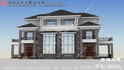 农村简约三层自建别墅设图，外观
