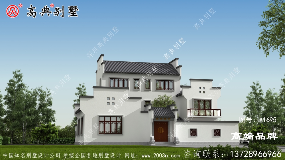 立面采用白色石材，充分展现中式的奢华和大气